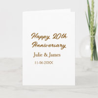 Braun goldenes glückliches 20. Jubiläum Name datum