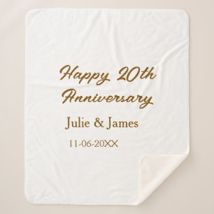 Braun goldenes glückliches 20. Jubiläum Name datum Sherpadecke