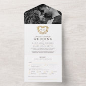 Braun-goldenes Herz-Monogramm All In One Einladung (Innen Boden)