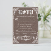 Braun Gothic Victoria Wedding Response Card Einladung (Stehend Vorderseite)