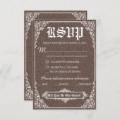 Braun Gothic Victoria Wedding Response Card Einladung (Vorne/Hinten)