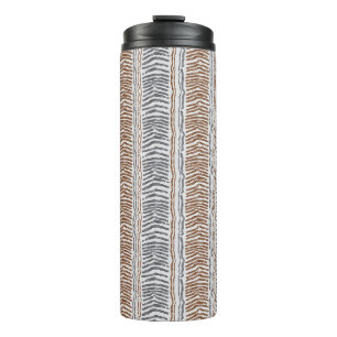 Braun Grau Moderner Streifen-Thermal-Becher Thermosbecher