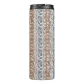 Braun Grau Moderner Streifen-Thermal-Becher Thermosbecher (Rückseite)