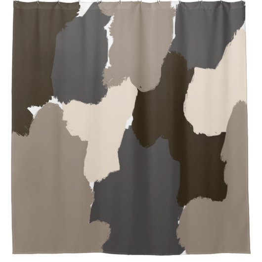 Braun, Grau, Taupe und ElfenbeinFingermalerei Duschvorhang (Vorderseite)