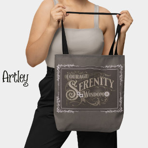 Braun Grau Vintage Style Serenity Gebet Tasche
