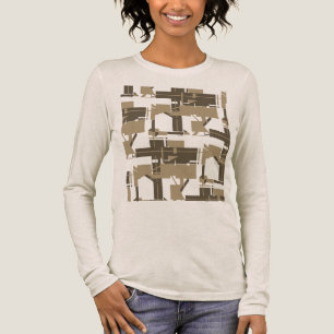 Braun Grau Weiß Geometrischer MCM-Look Tri-Blend Shirt
