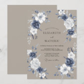Braun-graue bemalte Hochzeit Einladung (Vorne/Hinten)