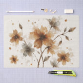 Braun-Graue Blumengestaltung Seidenpapier (Handwerk)