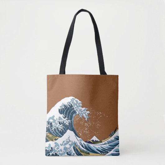 Braun Great Wave off Kanagawa Moderner Pop Tasche (Vorderseite)