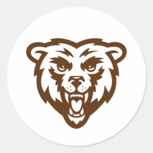 Braun Grizzly Bär Rustikale Waldtiere  Runder Aufkleber