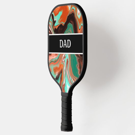 Braun, grün, schwarzer Marmor Pour Painting Effect Pickleball Schläger (Links)