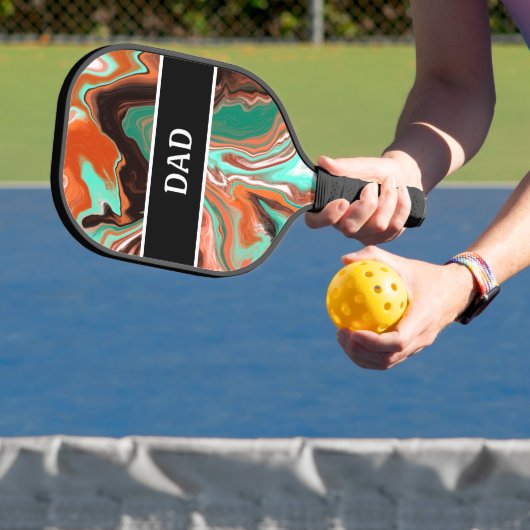 Braun, grün, schwarzer Marmor Pour Painting Effect Pickleball Schläger (InSitu)