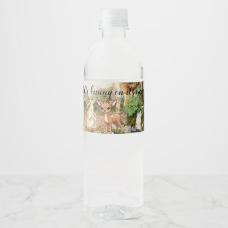 Braun-grüne Wasserfarbe Babydusche Einladung Wasserflaschenetikett
