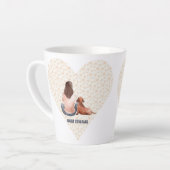 Braun Haar Mädchen sitzend mit ihrem Dackel Hund Milchtasse (Linke Ecke)