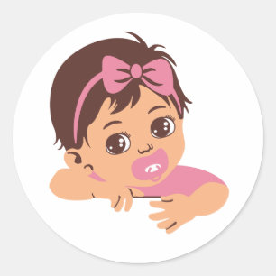 Braun haarige Babytracker mit Schnuller Runder Aufkleber
