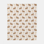Braun Hase und Karotten Beige Gingham Ostern Fleecedecke (Vorderseite)
