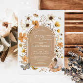 Braun Hautfairy Fall Wildblume Babydusche Einladung