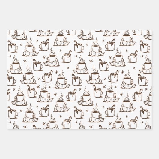 Braun heißer Kaffee Nahtloses Muster Geschenkpapier Set (Vorderseite 3)