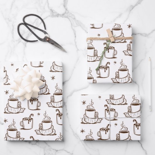 Braun heißer Kaffee Nahtloses Muster Geschenkpapier Set (Vorderseite)