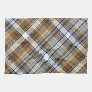Braun, hellblau und weißes Tartan-Design Handtuch