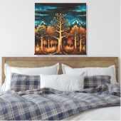 Braun Hirsch verzaubern im Fraktal-Wald Wasserfarb Leinwanddruck (Insitu (Schlafzimmer))