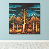 Braun Hirsch verzaubern im Fraktal-Wald Wasserfarb Leinwanddruck (Insitu (Holzboden))