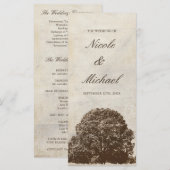 Braun Hochzeit Programm im Herbst mit Vintage Eich (Vorne/Hinten)