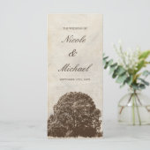 Braun Hochzeit Programm im Herbst mit Vintage Eich (Stehend Vorderseite)
