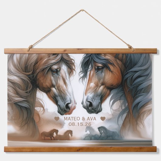 Braun-Hochzeit Wandteppich Mit Holzrahmen (Vorne)