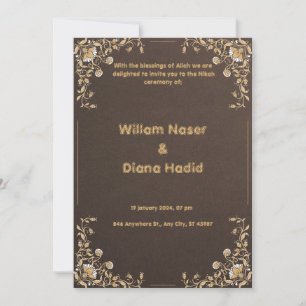 Braun Hochzeitseinladung mit Vintagen Blume Einladung