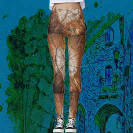 Braun Holz Abstrakte Kunst Modernes Chic Party | L Leggings