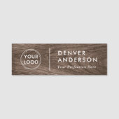 Braun Holz aussehen modern Logo, Name und Titel Namensschild (Vorderseite)