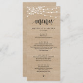 Braun-Holz-Hochzeitsessen Menükarte (Vorne/Hinten)
