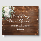 Braun Holz Rustikale Streichellichter Blumenzehen Gästebuch (Vorderseite)