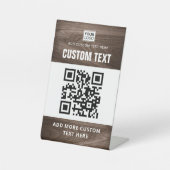 Braun-Holzkörner sehen nach Logo-QR-Code und Text Sockelschild (Vorderseite)
