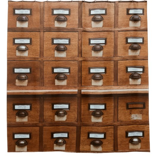Braun-Holzschublade Duschvorhang (Vorderseite)