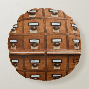 Braun-Holzschublade Rundes Kissen