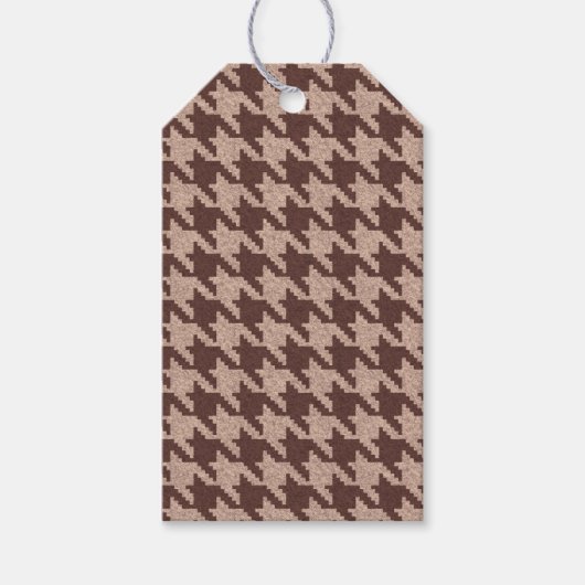 Braun Houndstooth Vornehm Klassisches Muster Geschenkanhänger (Vorderseite)