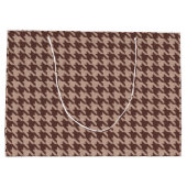 Braun Houndstooth Vornehm Klassisches Muster Große Geschenktüte (Rückseite)