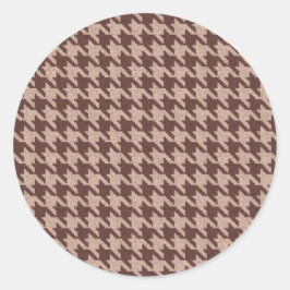 Braun Houndstooth Vornehm Klassisches Muster Runder Aufkleber