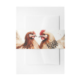 Braun Hühner Wasserfarbenwelt Hochzeit Einladungsbanderole