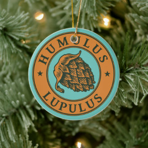 Braun im Vintage-Look Dunkelgrüner Hopfen-Bier-Tin Keramik Ornament