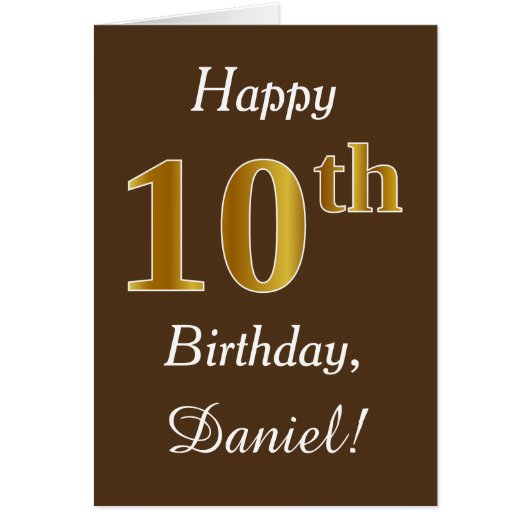 Braun, Imitate Gold 10. Geburtstag + Individuelle (Vorne)