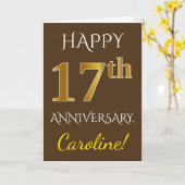 Braun, Imitate Gold 17. Hochzeitstag + Name Karte (Gelbe Blume)