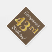 Braun, Imitate Gold 43. Geburtstag + Individuelle  Serviette (Ecke)