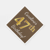 Braun, Imitate Gold 47. Geburtstag + Individuelle  Serviette (Ecke)