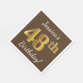 Braun, Imitate Gold 48. Geburtstag + Individuelle Serviette (Ecke)