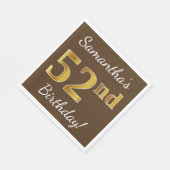 Braun, Imitate Gold 52. Geburtstag + Individuelle Serviette (Ecke)