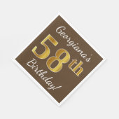 Braun, Imitate Gold 58. Geburtstag + Individuelle Serviette (Ecke)