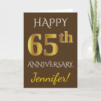 Braun, Imitate Gold 65. Hochzeitstag + Name